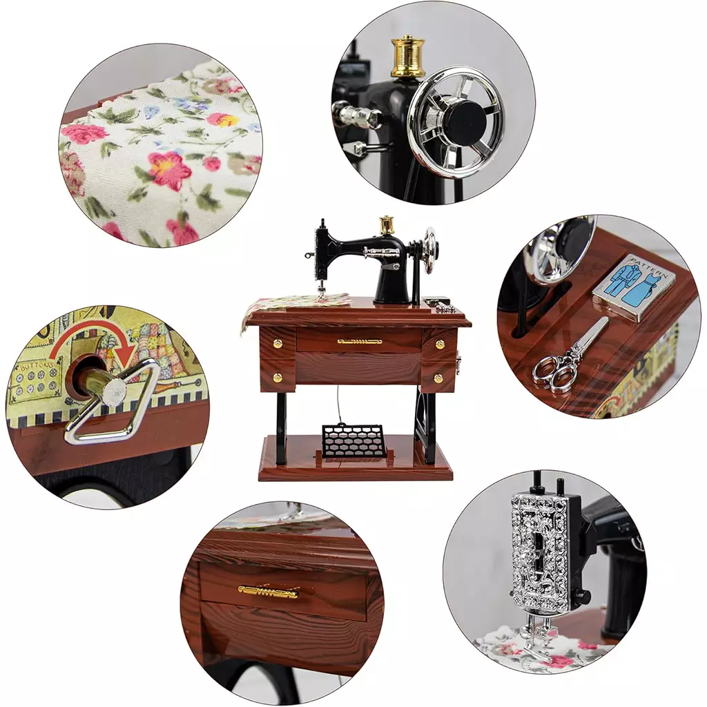 كلاسيكية.آليةBoîte à Musique Miniature Machine à Coudre – ماكينة خياطة موسيقية